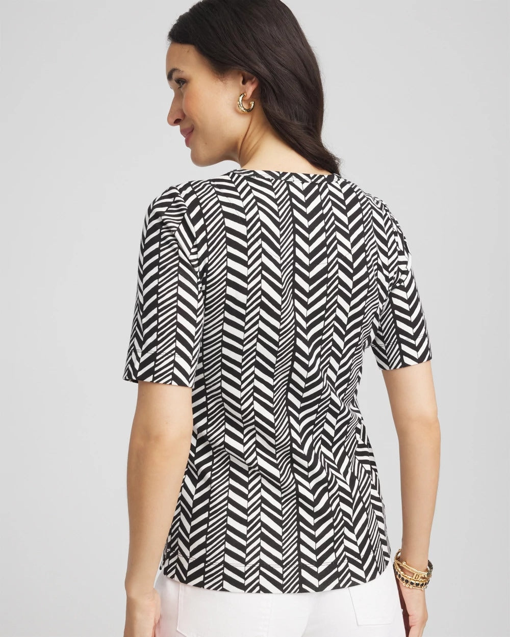 Chico's Printed Classic Fit Pima Cotton Tee