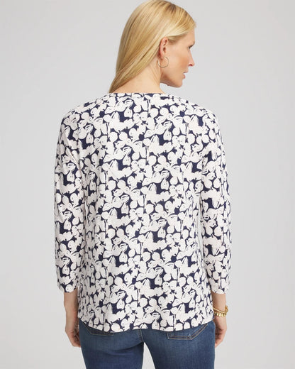 Chico's Slub Splitneck Henley Tee
