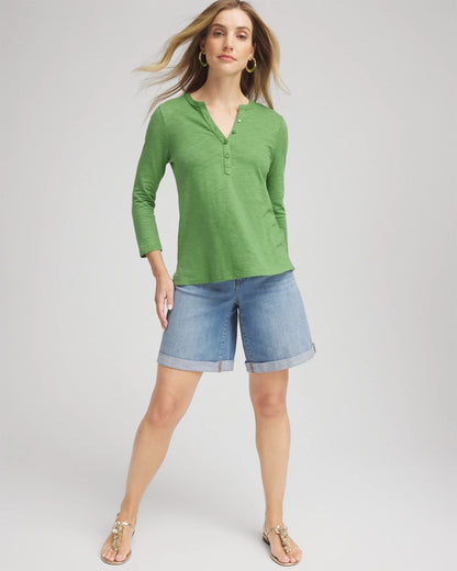 Chico's Cotton Slub Henley Shirt