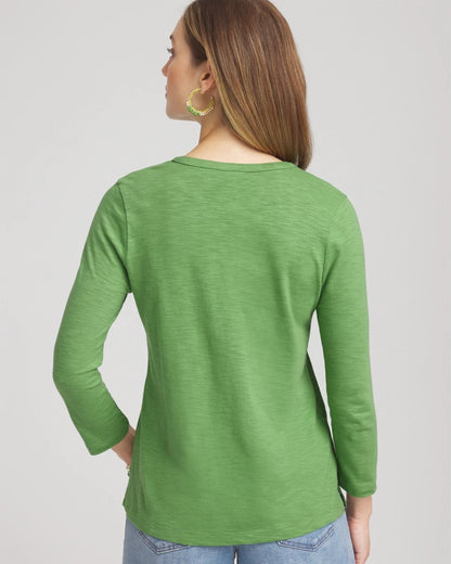 Chico's Cotton Slub Henley Shirt