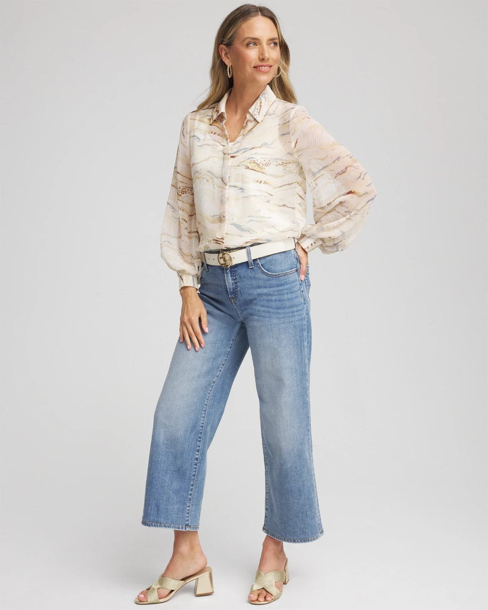 Chico's Georgette Blouson Sleeve Blouse