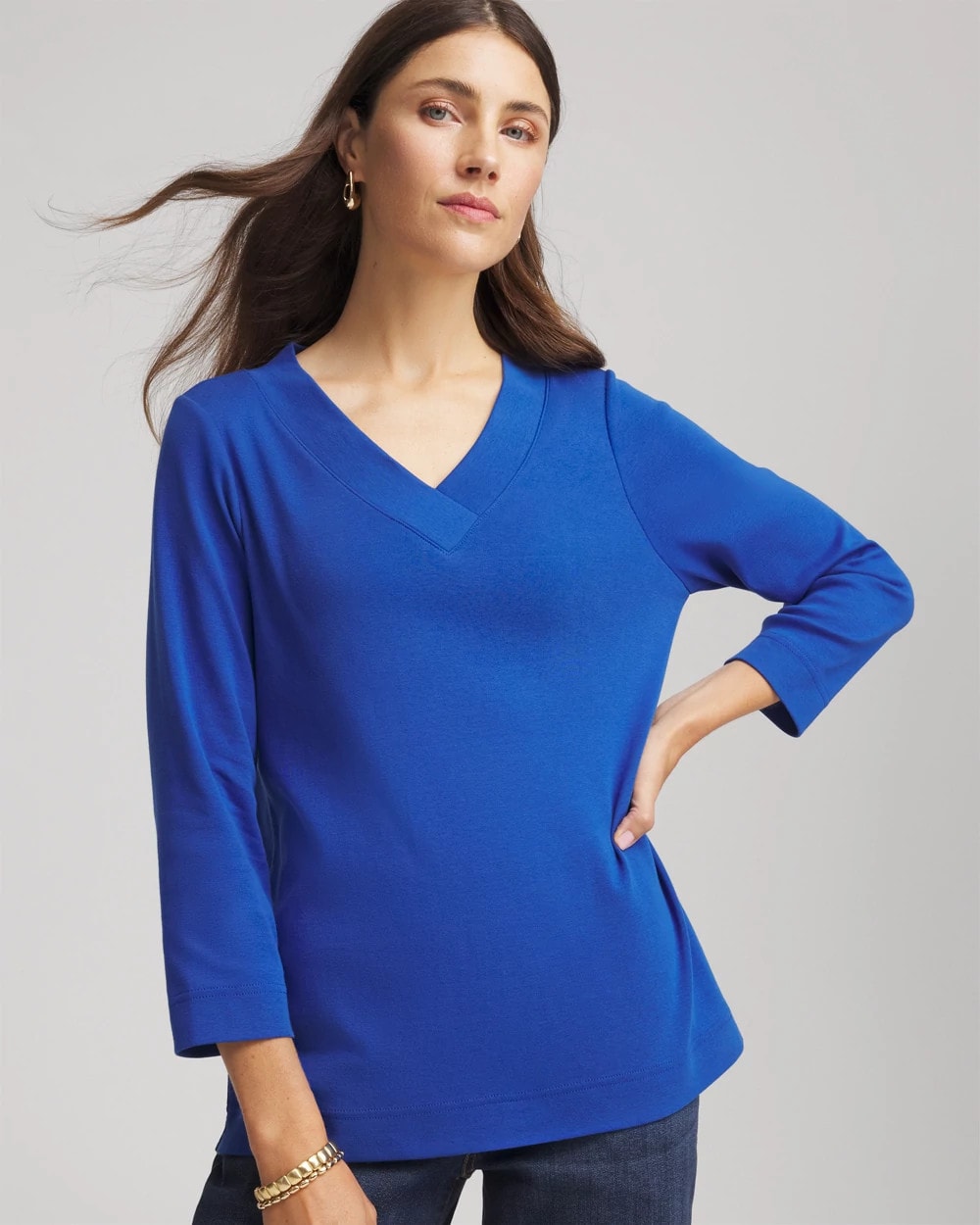 Chico's Pima Cotton 3/4 Sleeve Tee
