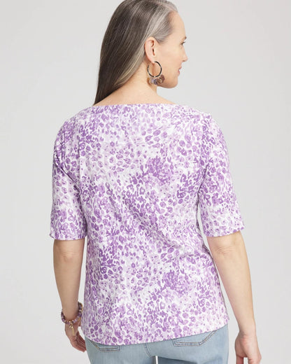 Chico's Animal Print Bateau-Neck Pima Tee