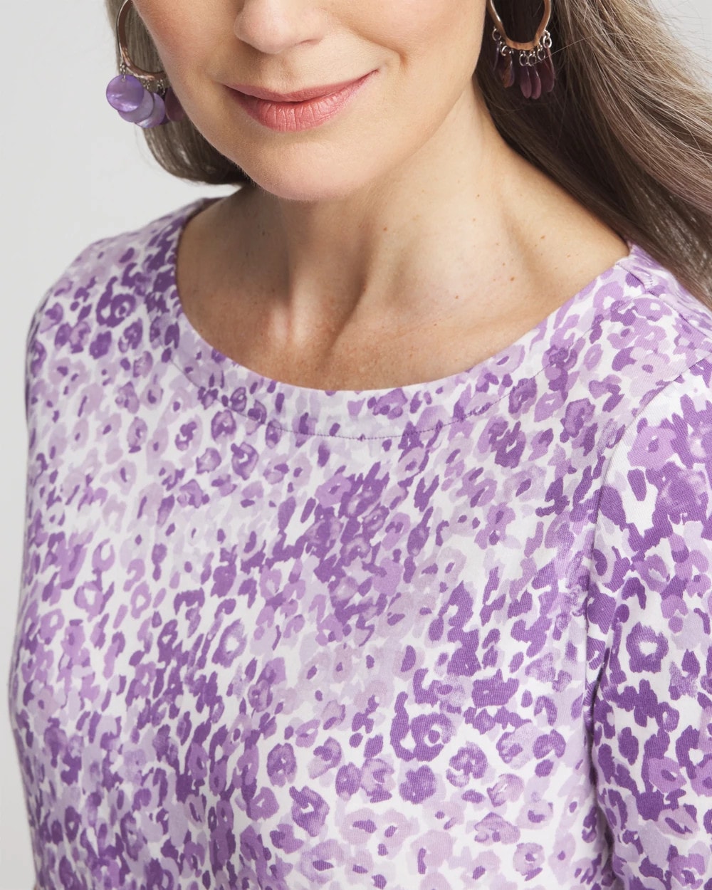 Chico's Animal Print Bateau-Neck Pima Tee