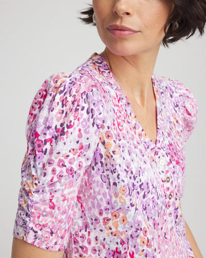 Chico's Animal Print Slub Henley Tee