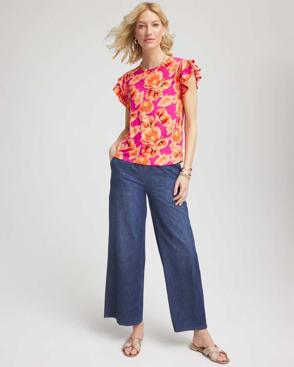 Chico's Touch of Cool™ Tropical Flutter Sleeve Tee
