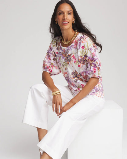 Chico's Floral Dolman Sleeve Knit Top