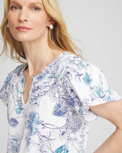 Chico's Touch of Cool™ Floral Flutter Sleeve Tee