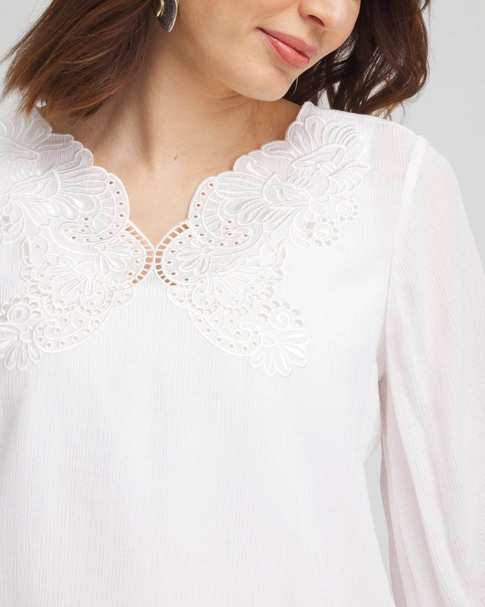 Chico's Embroidered Cutout Blouse
