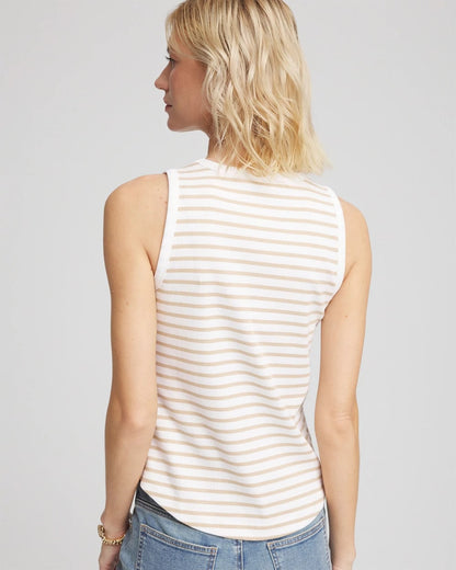 Chico's Striped Ribbed High-Neck Tank