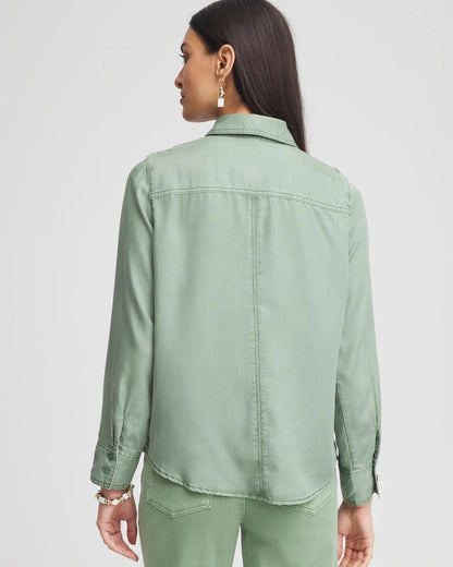 Chico's Embellished Lyocell Tencel™ Collared Shirt