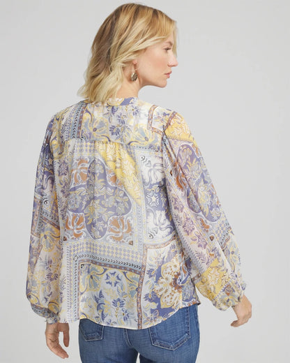 Chico's Artisanal Georgette Blouson-Sleeve Blouse