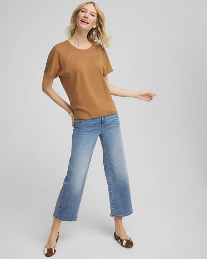 Chico's Studded Tapered Dolman Top