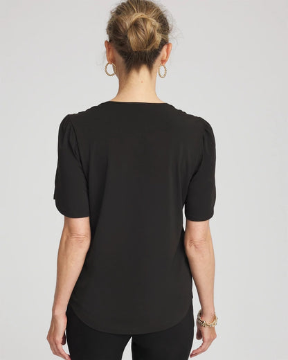 Chico's Petal-Sleeve Voop Neck Tee