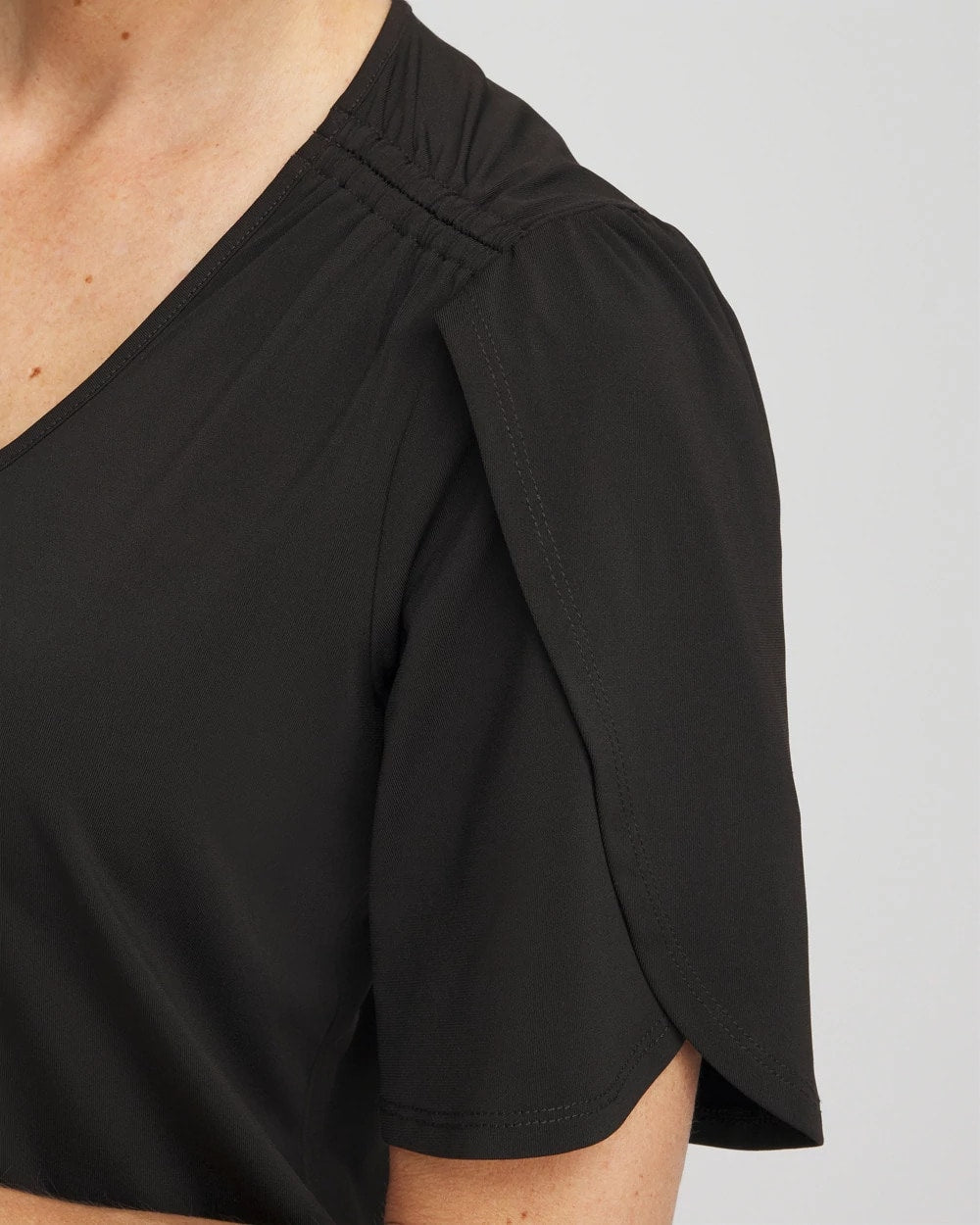 Chico's Petal-Sleeve Voop Neck Tee