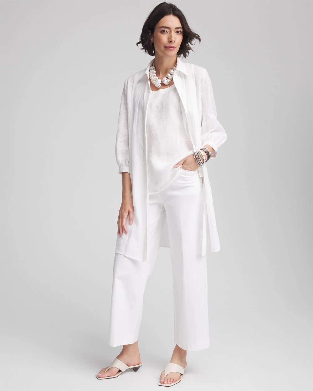 Chico's Pintuck Placket Linen Tunic