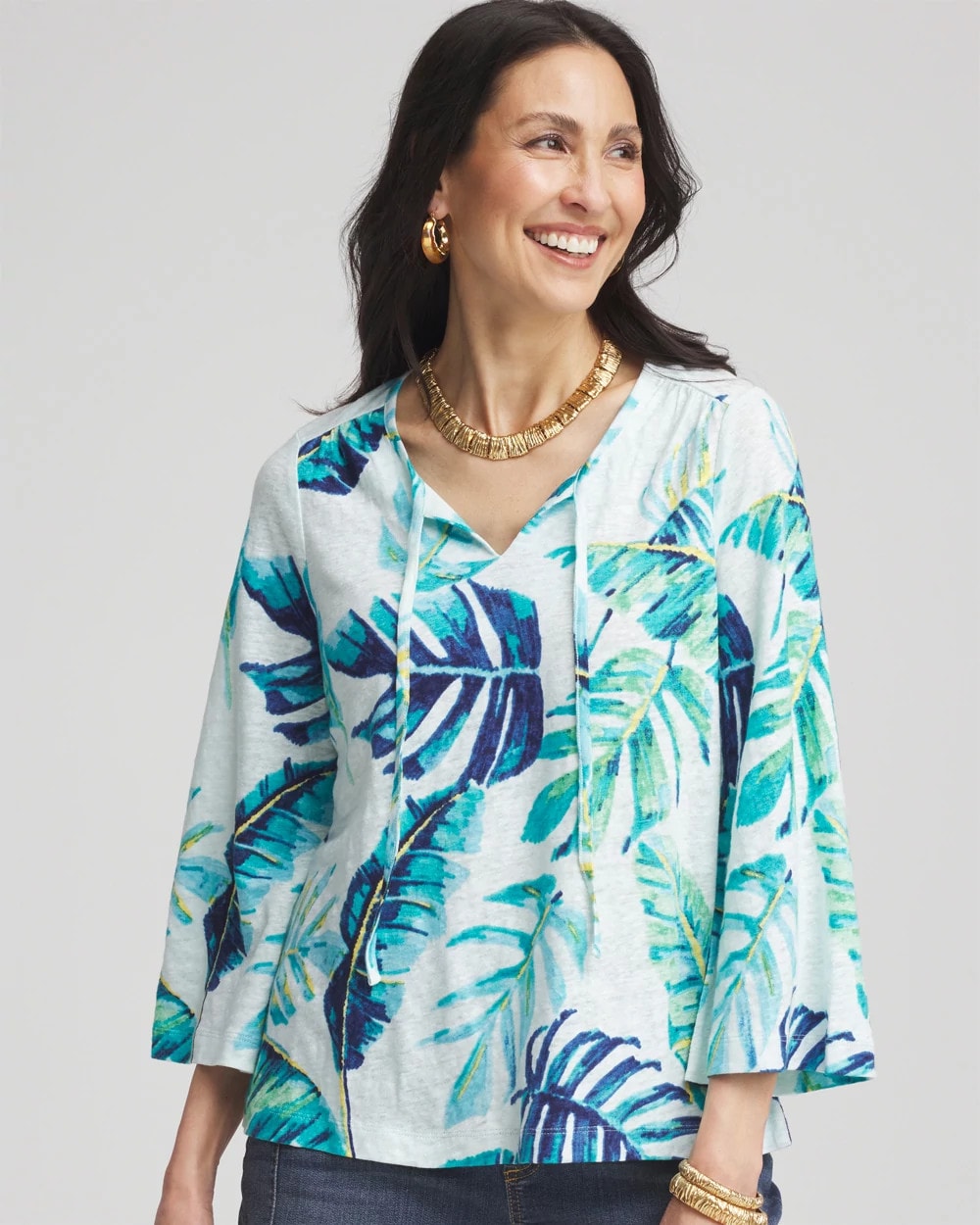 Chico's Tie-Front Forward Seam Top