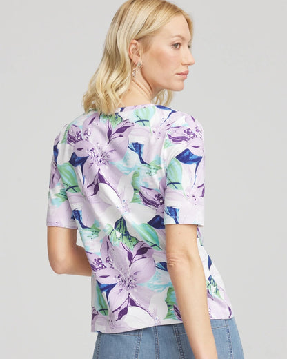 Chico's Lily Print V-Neck Perfect Tee