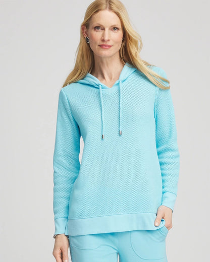 Chico's Zenergy® Crochet Knit Hooded Pullover Top