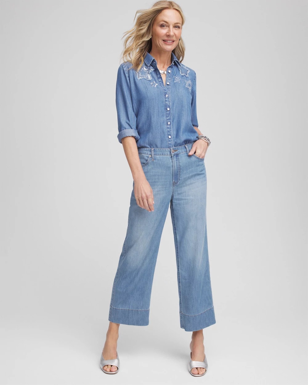 Chico's Embroidered Tencel™ Denim Shirt