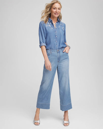 Chico's Embroidered Tencel™ Denim Shirt