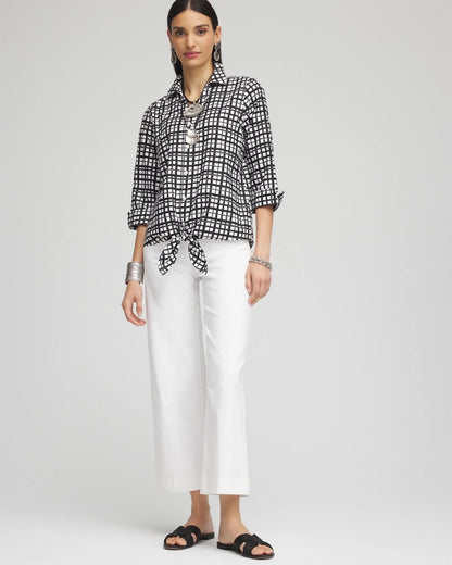 Chico's No Iron™ Plaid Tie-Front Top