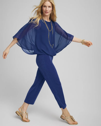 Chico's Travelers™ Collection Bubble Hem Chiffon Blouse