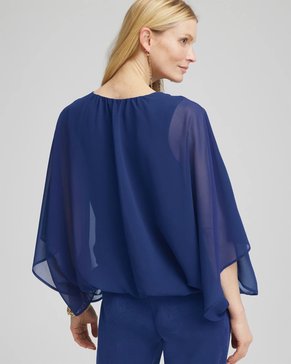 Chico's Travelers™ Collection Bubble Hem Chiffon Blouse