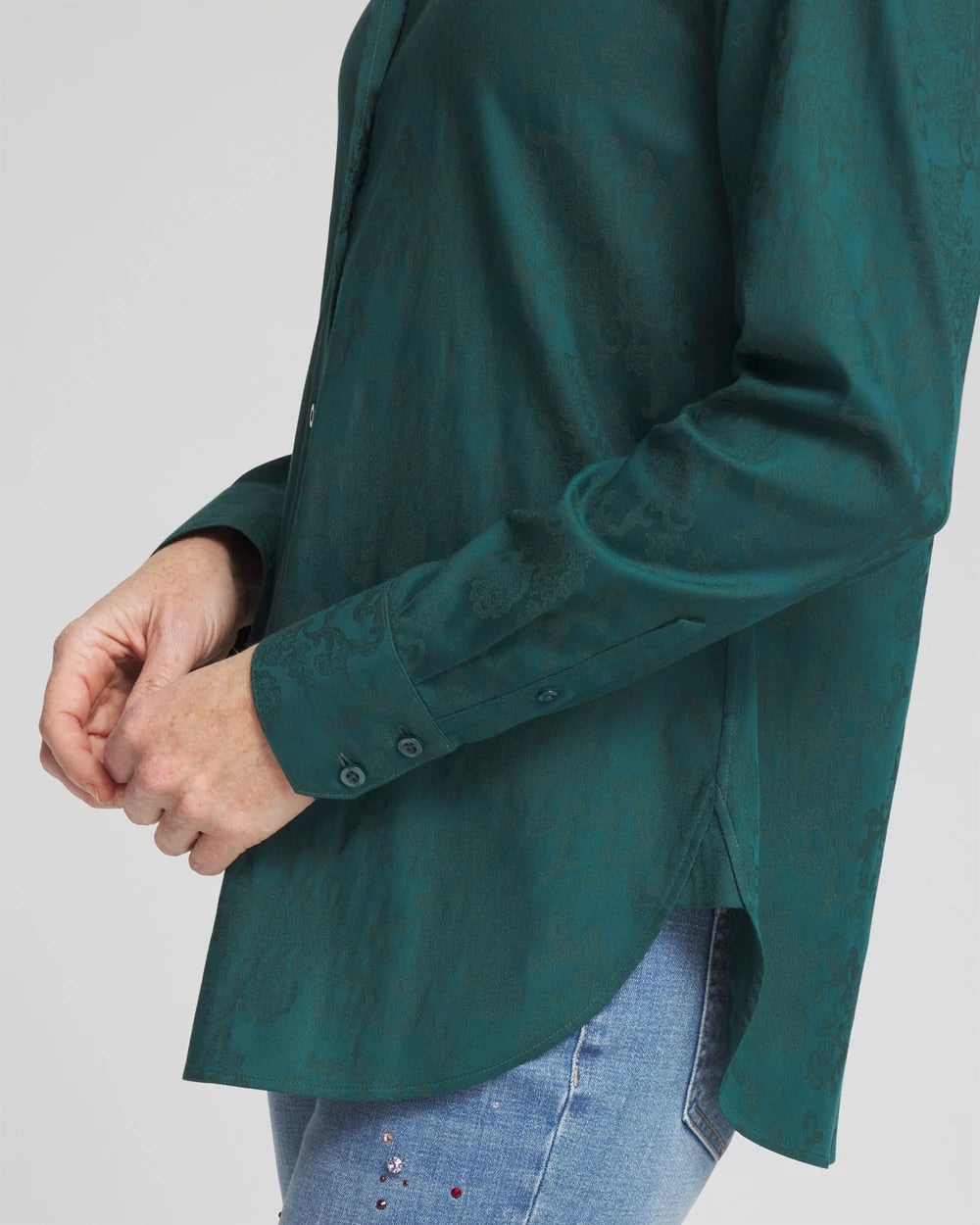 Chico's No Iron™ Green Jacquard Shirt