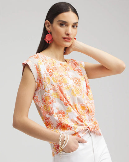 Chico's Floral Knot Front Tee