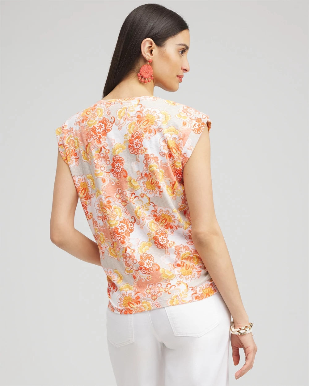 Chico's Floral Knot Front Tee