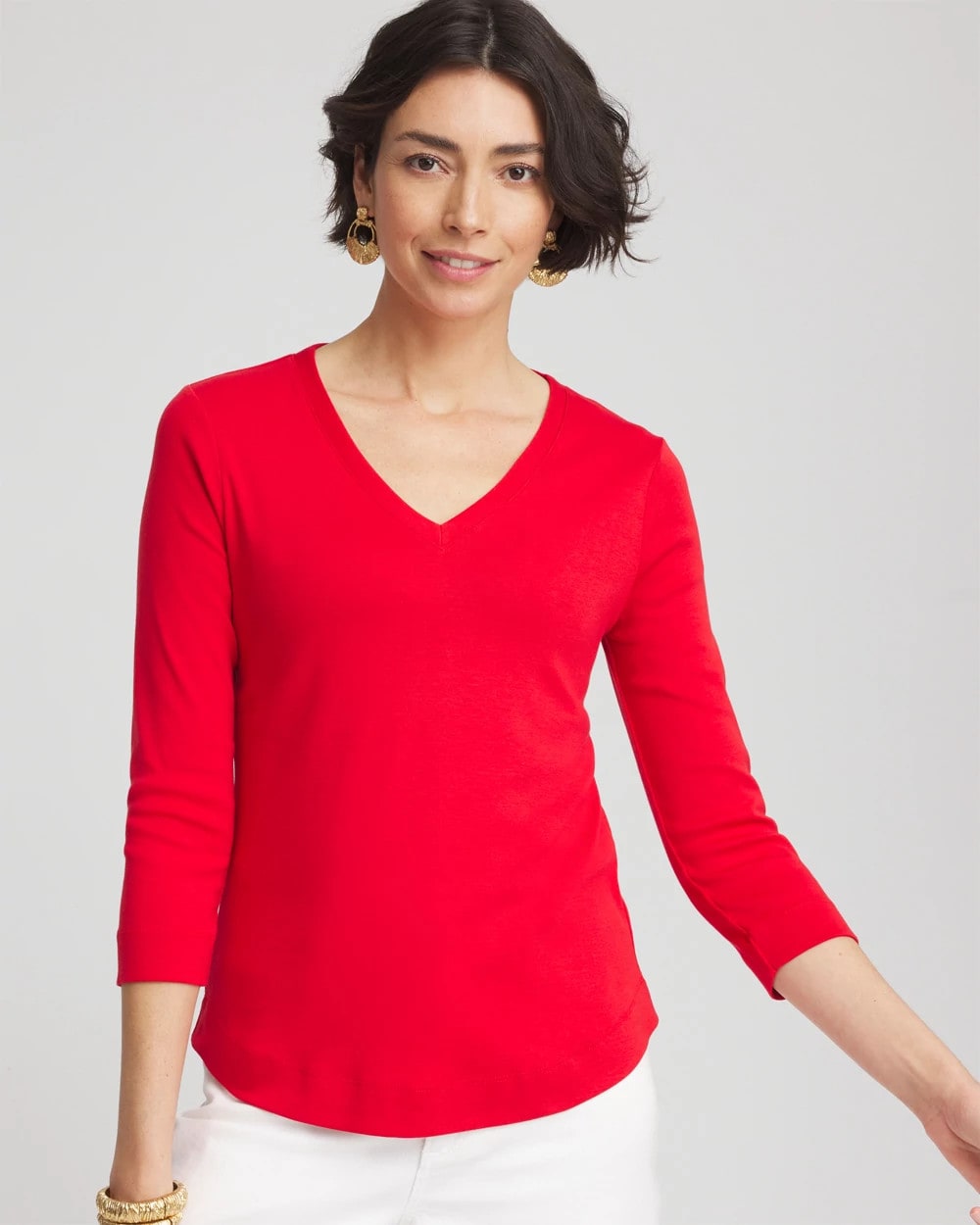 Chico's Everyday 3/4 Sleeve V-Neck Tee