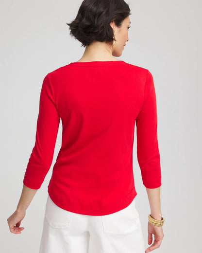 Chico's Everyday 3/4 Sleeve V-Neck Tee