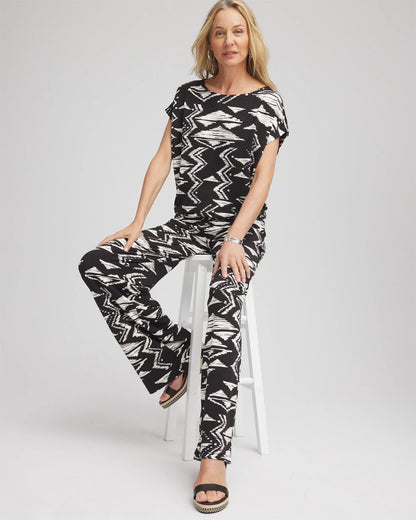Chico's Travelers™ Crinkled Knit Geo-Print Top