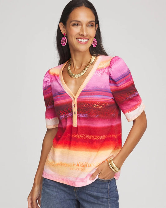 Chico's Rio Sunset Henley Tee