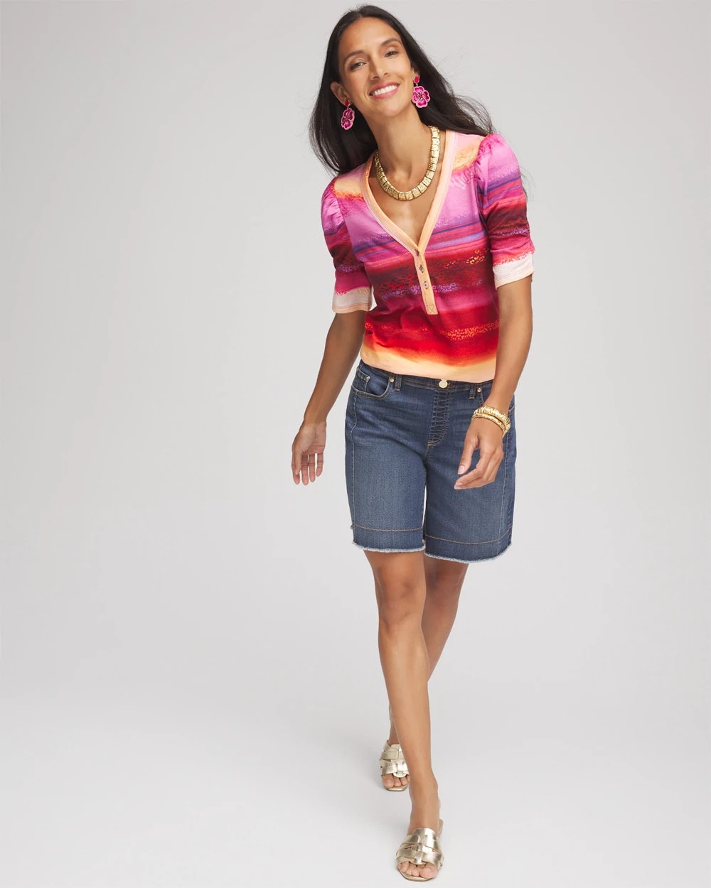 Chico's Rio Sunset Henley Tee
