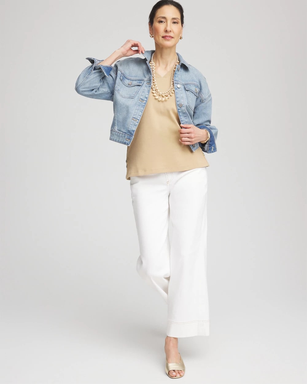 Chico's Sleeveless V-Neck Button Tank