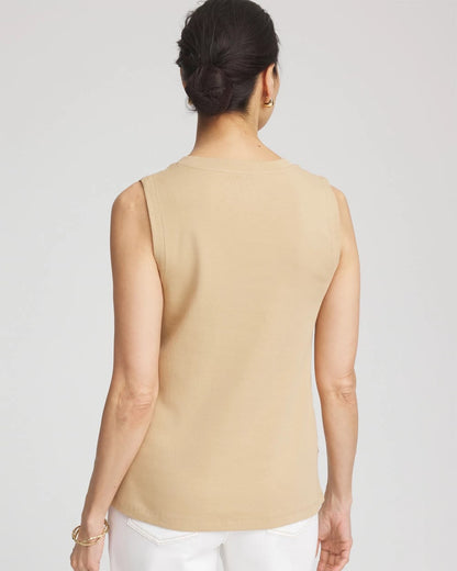Chico's Sleeveless V-Neck Button Tank