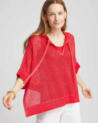 Chico's Sequin Open Knit Poncho