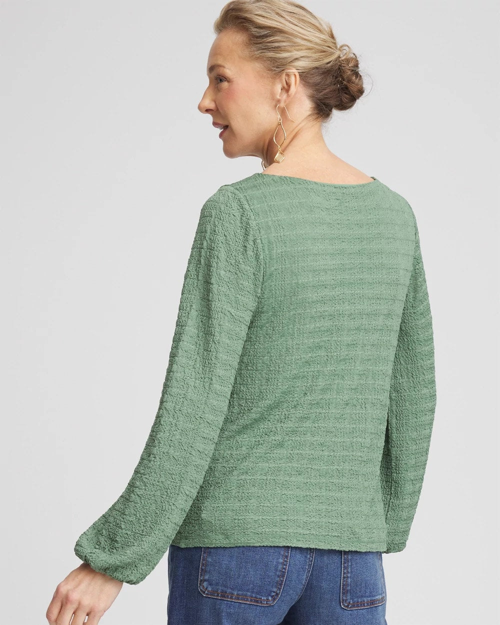 Chico's Smocked Boatneck Top
