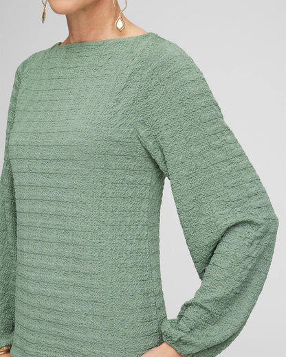 Chico's Smocked Boatneck Top