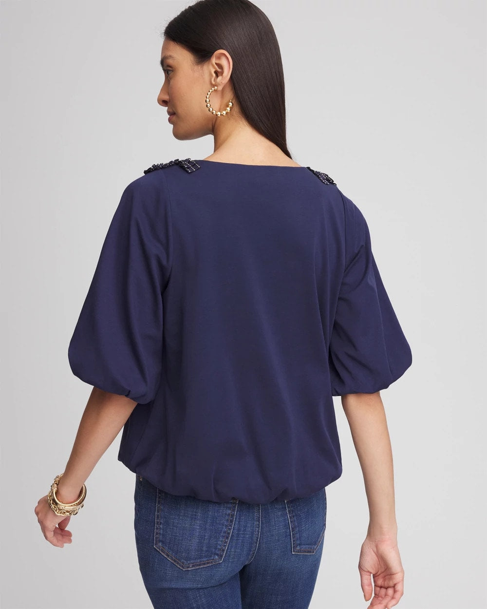 Chico's Bubble Hem Pleated Cotton Top