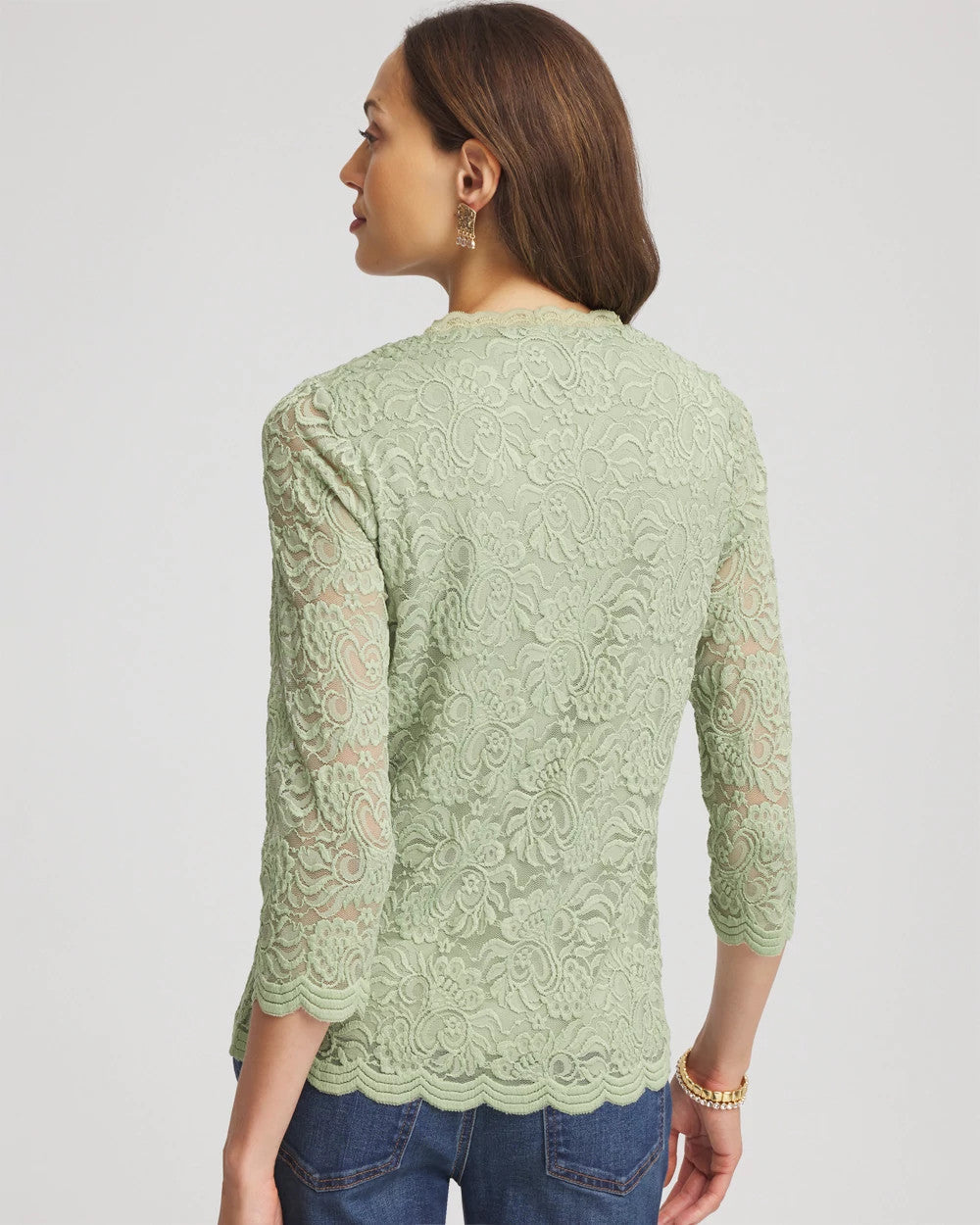 Chico's Lace Scallop-Hem Knit Tee
