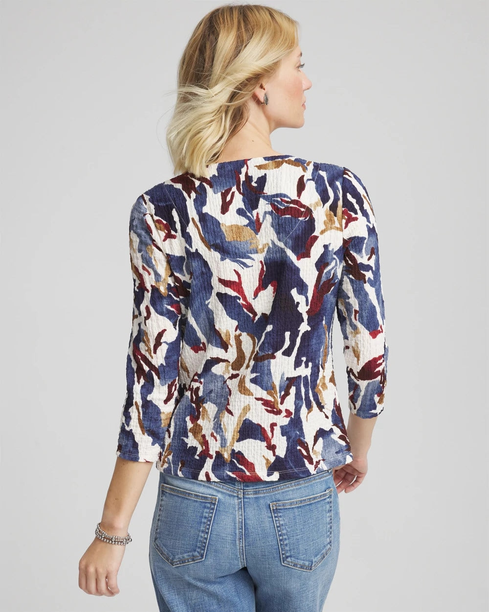 Chico's Printed Textured Scoopneck Cardigan