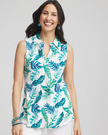 Chico's Island Slub Sleeveless Collared Tunic