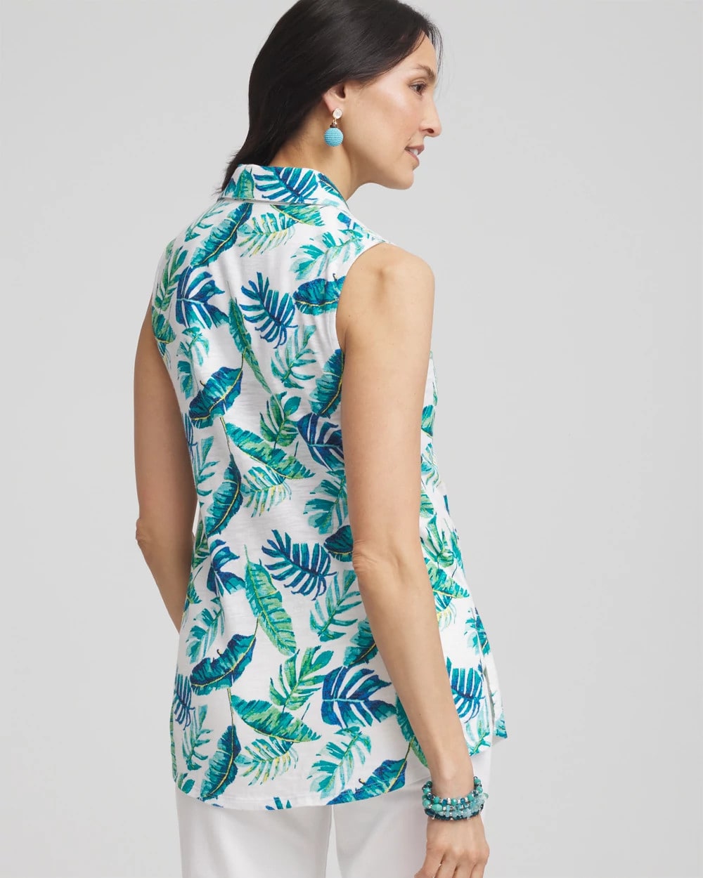 Chico's Island Slub Sleeveless Collared Tunic