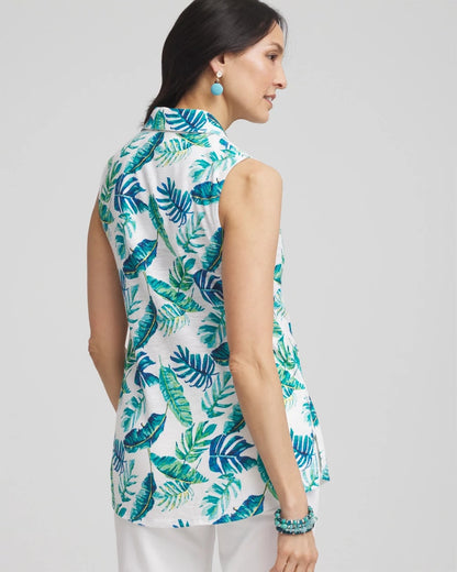 Chico's Island Slub Sleeveless Collared Tunic