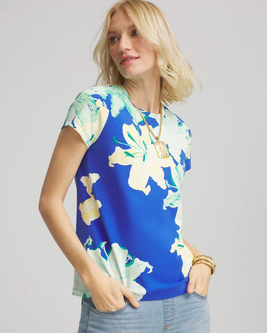 Chico's Floral Crewneck Perfect Tee