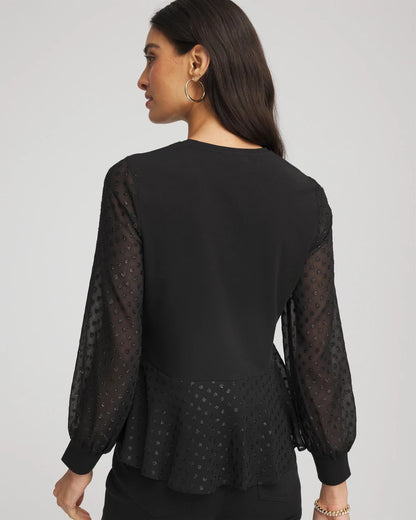 Chico's Clip-Dot Peplum Top