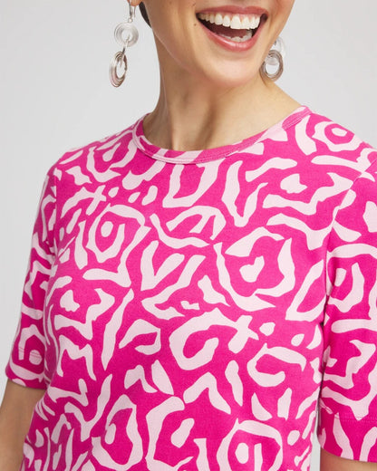 Chico's Animal Print Crewneck Pima Tee